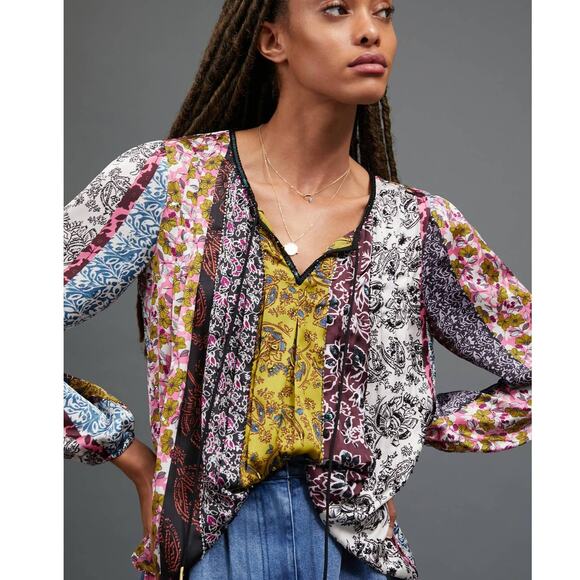 New Anthropologie x Daniel Rainn Corinne Peasant Blouse $158 PETITE SMALL Floral - Picture 1 of 6